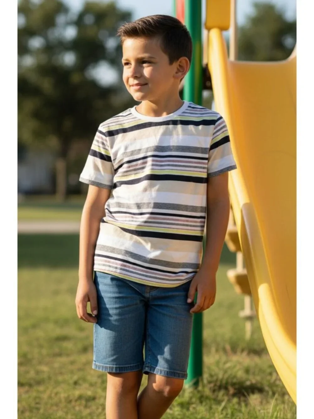 Cat & Jack S 6/7 Boys T-shirt Stripe Lightweight Short Sleeve Top Classic